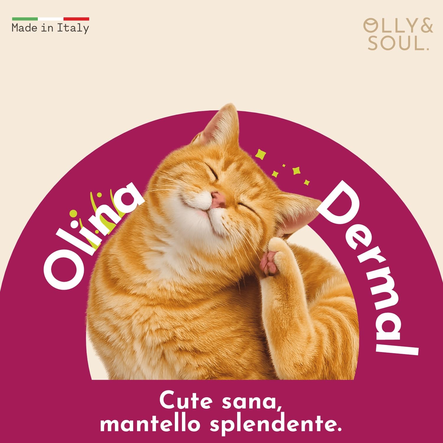 Olina Dermal Gatto - Integratore naturale da spruzzare direttamente sul cibo secco o umido, nutre la pelle e riduce le irritazioni, Calma il prurito, ridona lucentezza - ml 150 Spray