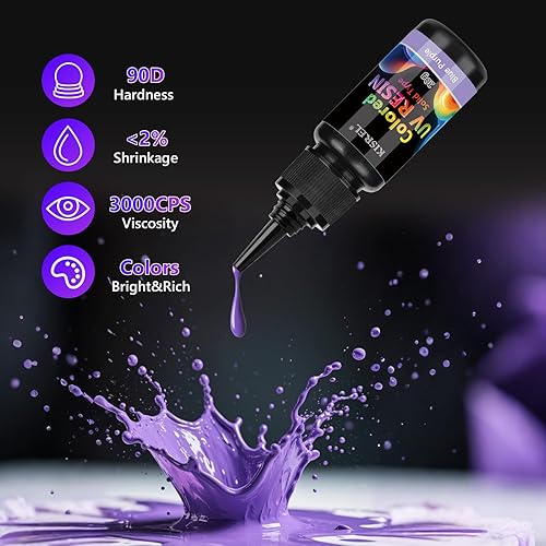 Miniatura 4 de KISREL Resina UV, kit de resina UV de 24 colores opacos, resinas UV de color sólido, resina transparente ultravioleta rígida para manualidades,