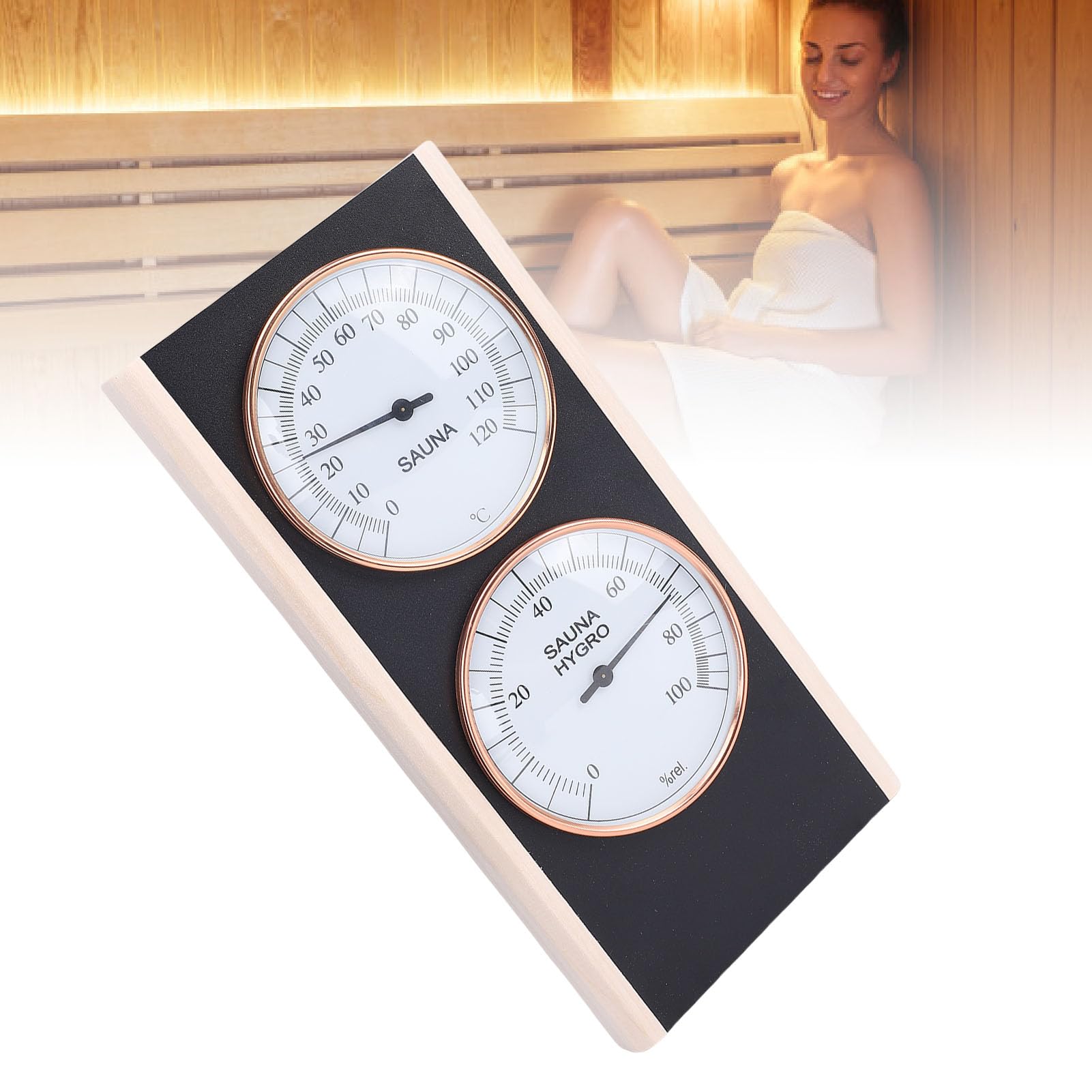 Sauna -Thermometer Hygrometer, 2 in 1 Holz Celsius Temperaturfeuchtigkeitsmesser für Spa -Dusch -Sauna -Zimmer
