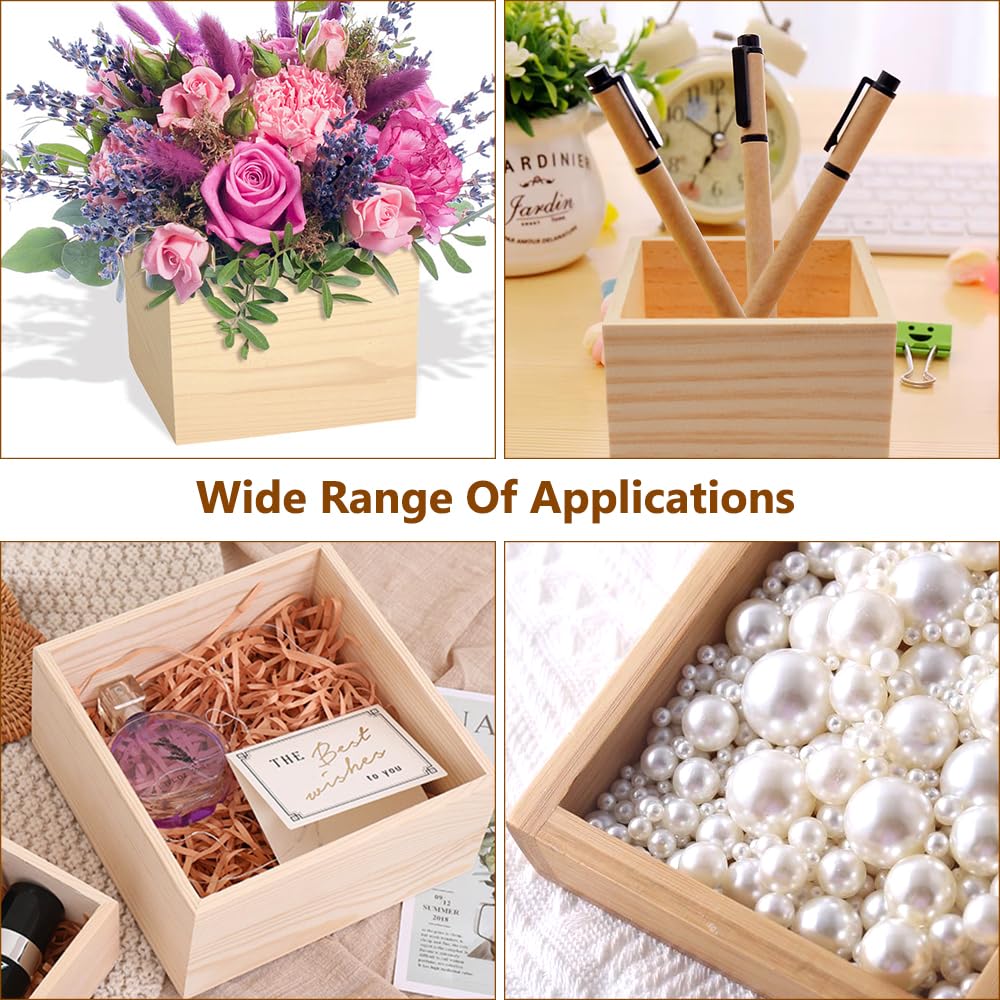 Lot De 4 Petites Caisses En Bois Brut 10x10x6 Cm - DIY Déco - Rangement Plantes Succulentes Artisanat