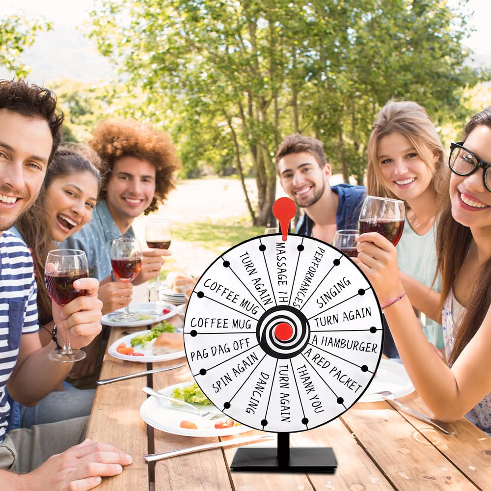 30cm Roue de La Fortune Personnalisable, Roue de Prix Chance avec Gomme et Marqueur, Lucky Wheel pour Jeux de Loterie, Jeux de Mots, Carnaval, Fête