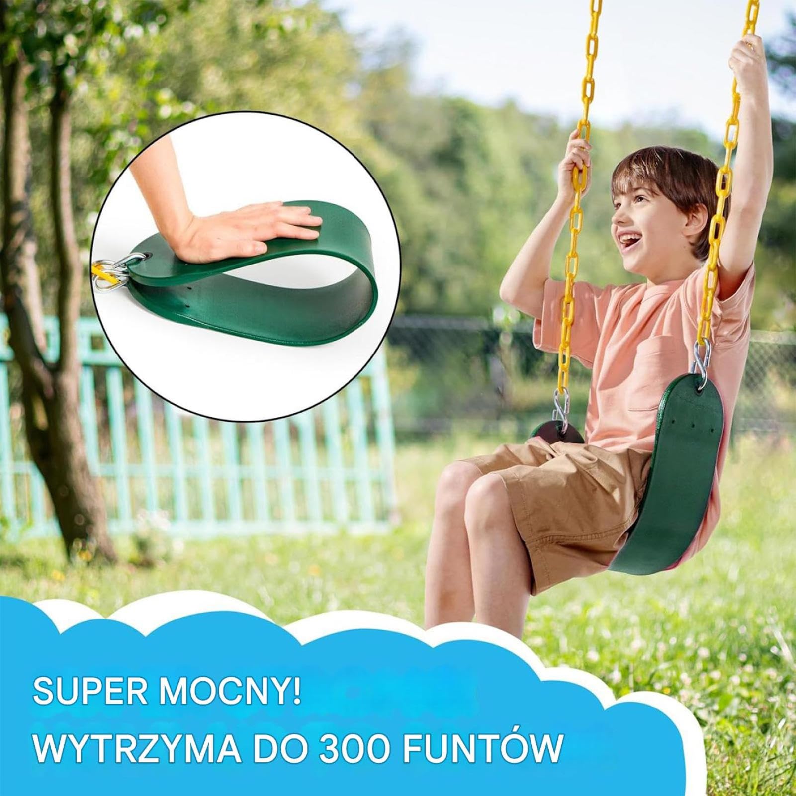 Huśtawka dla dzieci o dużej wytrzymałości, wiszące siedzisko na plac zabaw, zabawka antypoślizgowa z metalowym wspornikiem łańcuszka, sprzęt do aktywności na podwórku dla przedszkolaków chłopcy dziewc
