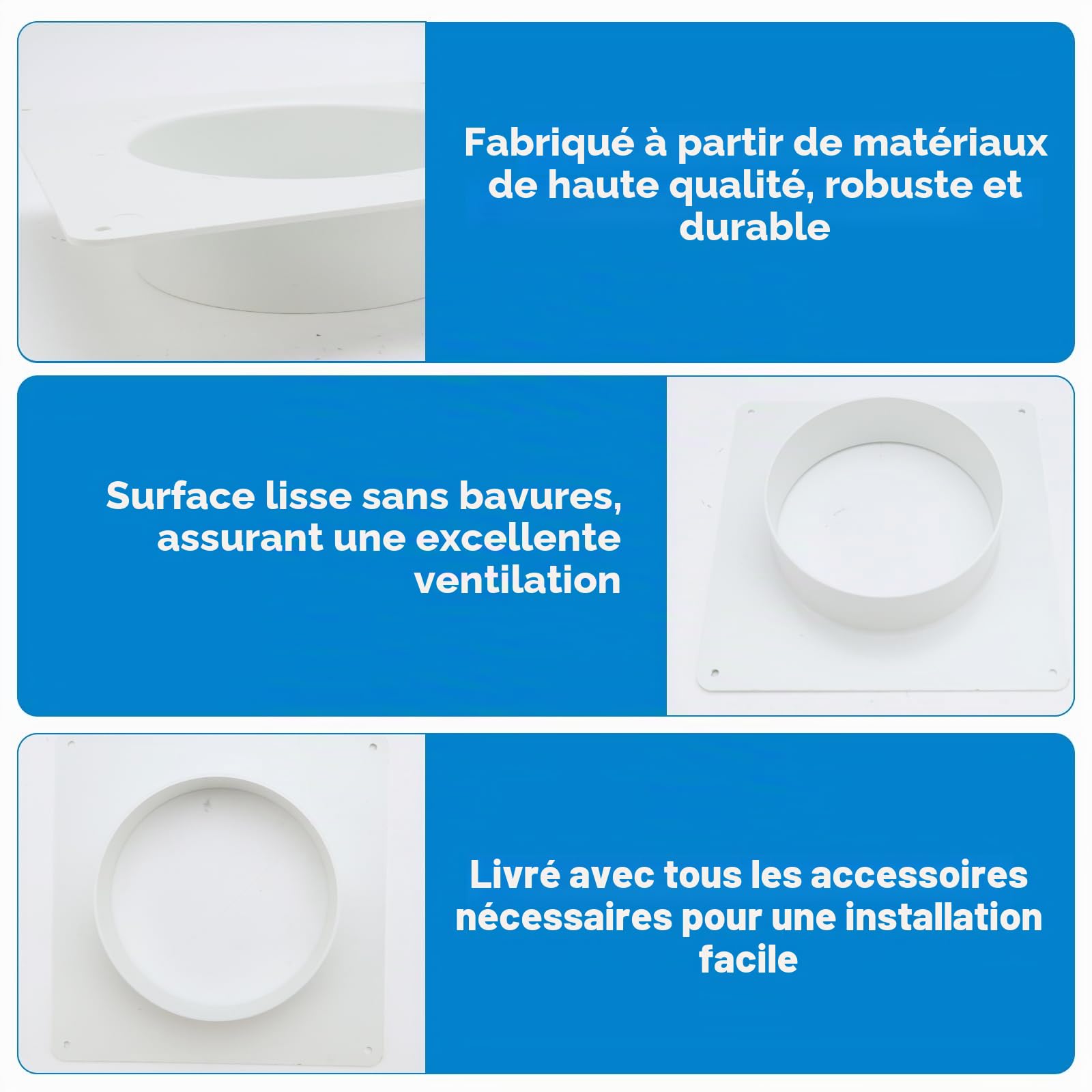 Tuyau de ventilation 150mm Tuyau d'évacuation Adaptateur Passage mural Climatisation Flange Connecteur de tuyau Connecteur de canal de ventilation Tuyau de ventilation pour système de ventilation