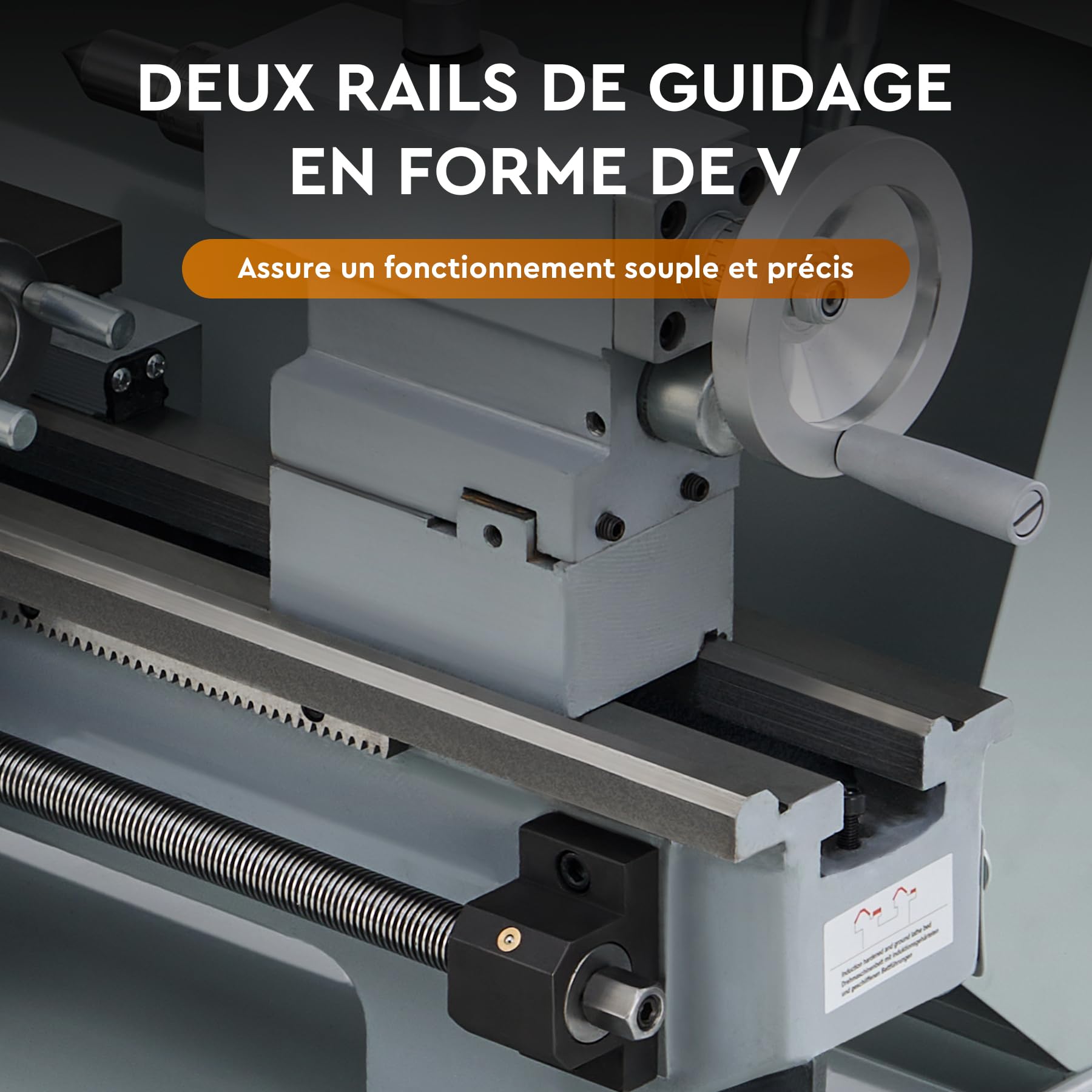CREWORKS 750W Mini Tour à Métaux d'Établie 210x400mm 8"x16" Haute Précision avec Mandrin à 3 Mâchoires et Vitesse de Broche Max. 2500rpm Écran LCD pour Filetage Tournage Perçage