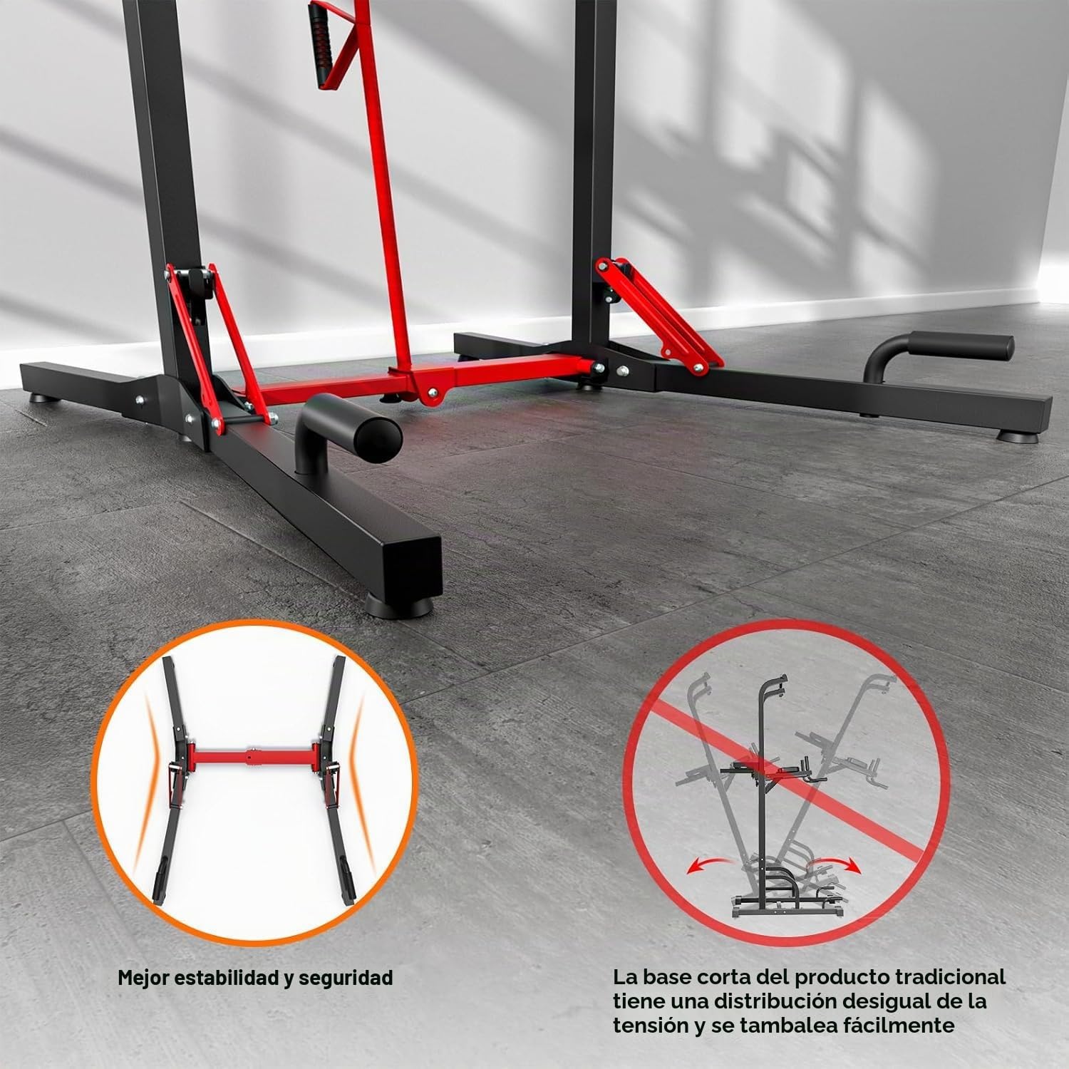ONETWOFIT Power Tower Plegable Estación de Fondos, Barra de Dominadas para Gimnasio en casa, Altura Regulable Estación de Entrenamiento, Fitness Dip Station Pull-up (Negro-5)
