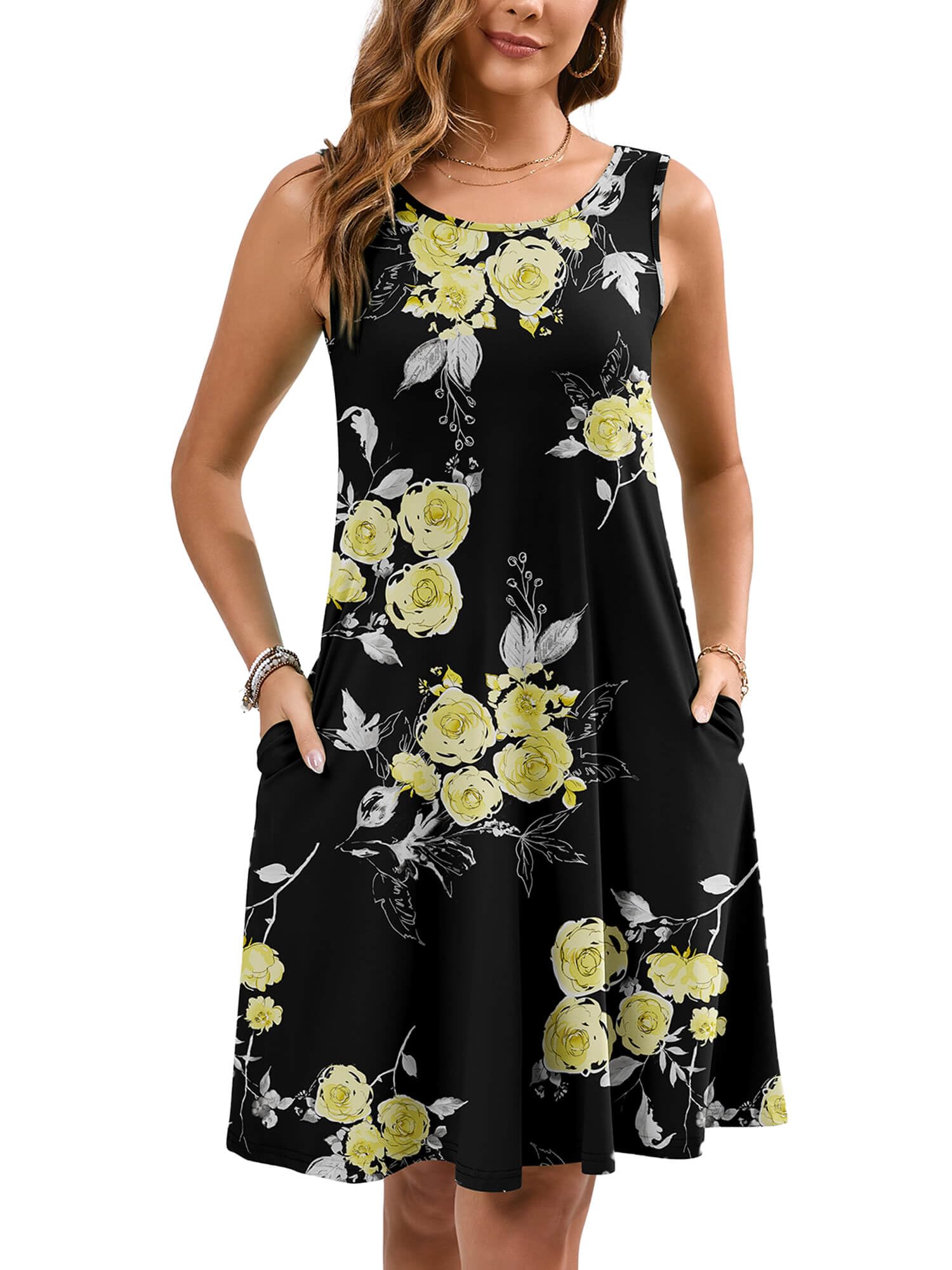 Heymoments Women Sleeveless Summer Beach Dresses with Pockets