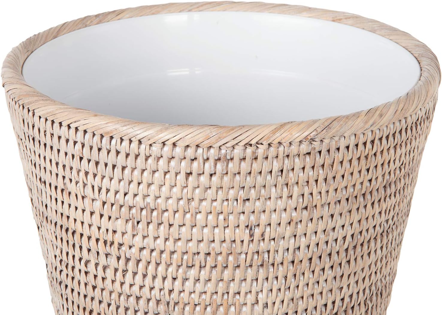 Home KOUBOO La Jolla Rattan Round Waste Basket with Plastic Insert