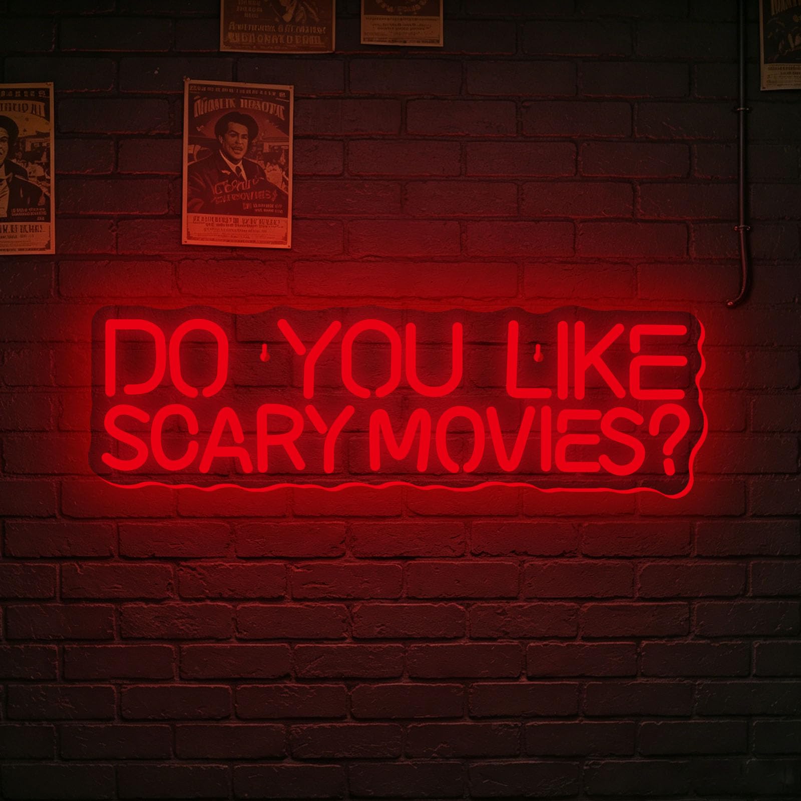Do You Like Scary Movies Neon Sign Halloween Themed LED Neon Lights Red Horror Cinema Neon Signs for Club Teen Halloween Party Horror Cinema Bar (5V D 16.5 in × W 8.3 in)