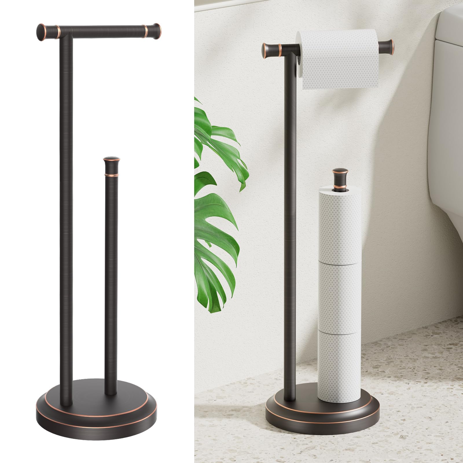 Hoimpro Toilet Paper Holder Stand Bathroom Free Standing Brushed Gold — Amazon image 9