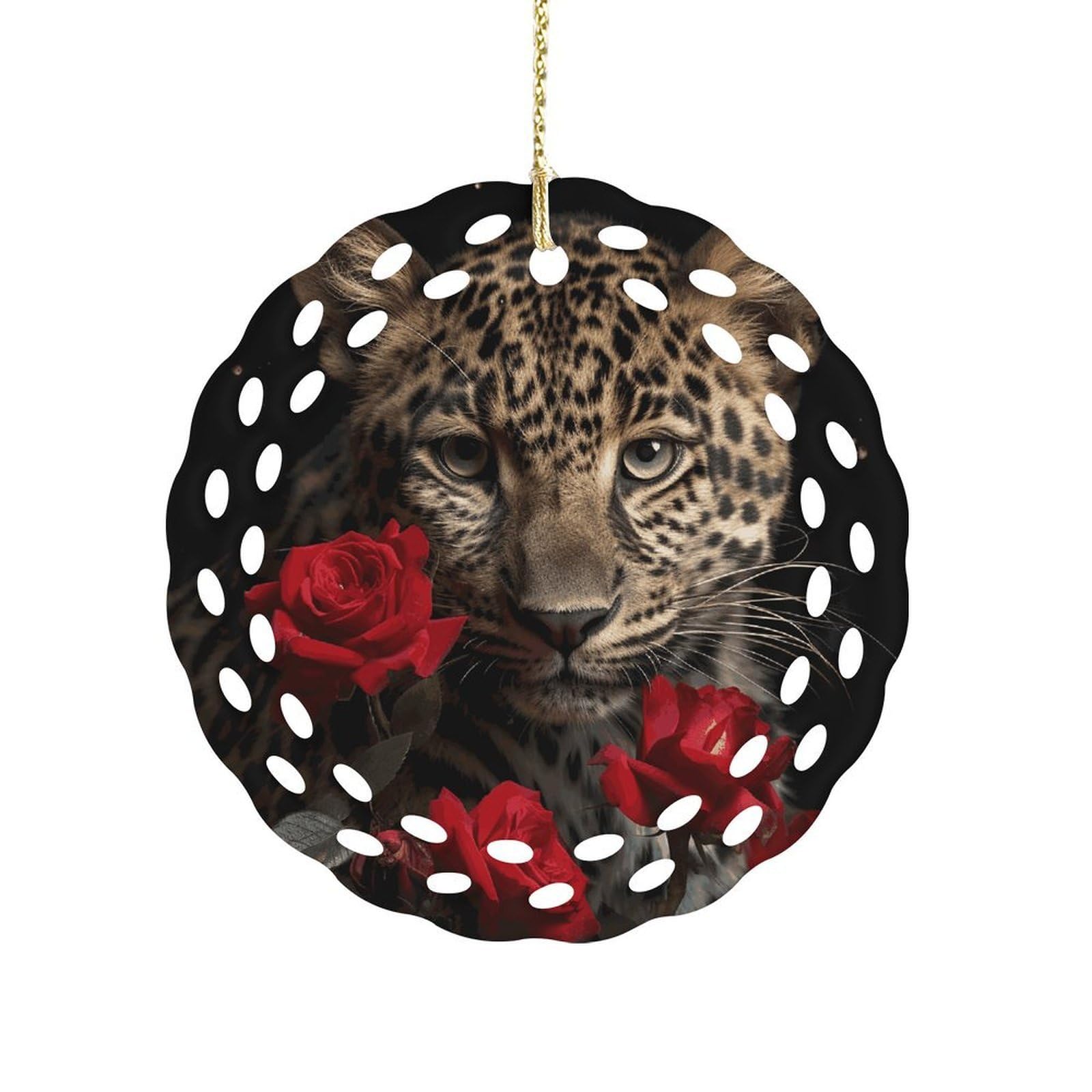 Wsoihfec Women's Style Rose Leopard Hanging Ornament 3 Inch Round,1-Pack,Xmas Decor -Two-Sided Printed,Friend Ornament Gifts For Friends Coworker Sisters