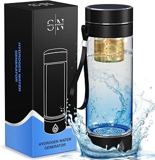 Botella de agua de hidrógeno, generador de botella de agua de hidrógeno con correa extraíble e infusor, electrólisis rápida de 3 minutos, portátil para uso diario, color negro