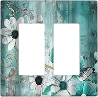 Vista 76 de Placa de pared doble basculante de mármol azul, cubierta decorativa de interruptor de luz de 2 cuadras, moderna acuarela degradada, arte de tinta