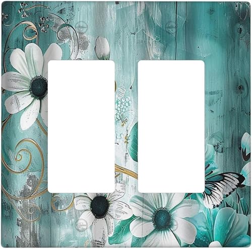 Miniatura 76 de Placa de pared doble basculante de mármol azul, cubierta decorativa de interruptor de luz de 2 cuadras, moderna acuarela degradada, arte de tinta