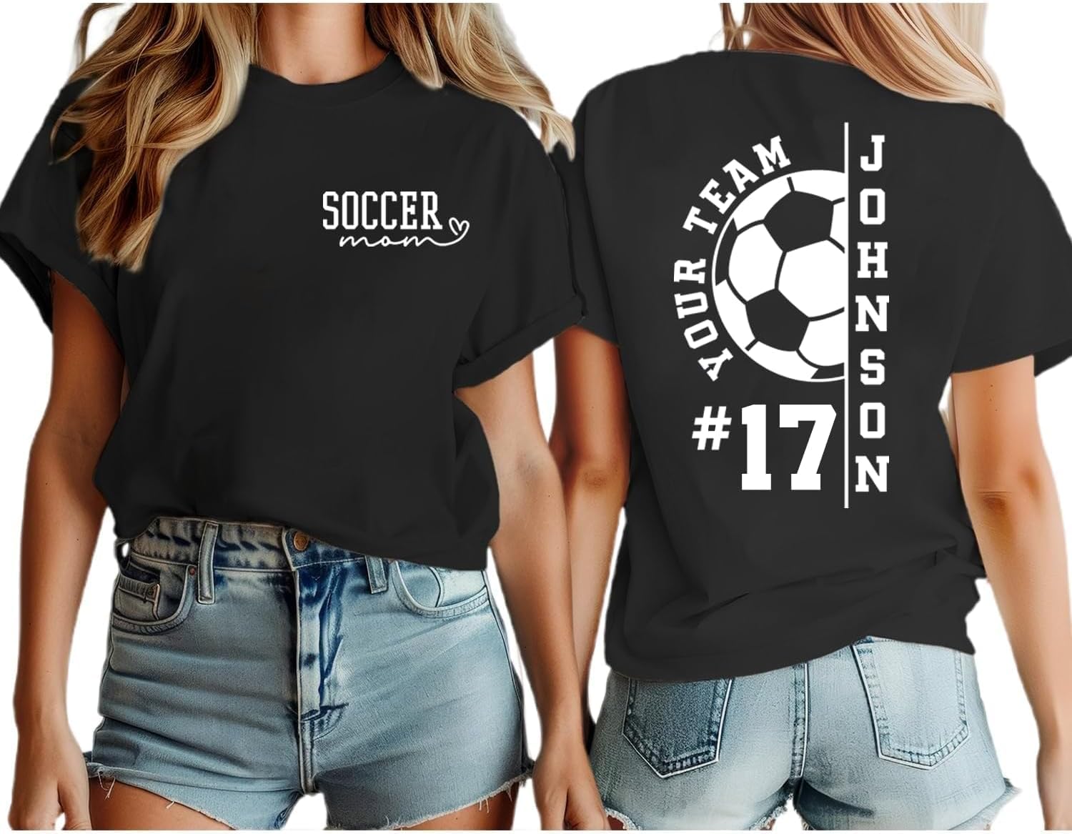 Love Signal Personalized Soccer Mom Shirt with Kids Name & Number, Custom Soccer Sweatshirt for Women, Custom Football Shirts