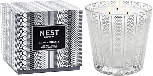 NEST Fragrances Amber & Incense - Vela perfumada de 3 mechas, 21 onzas