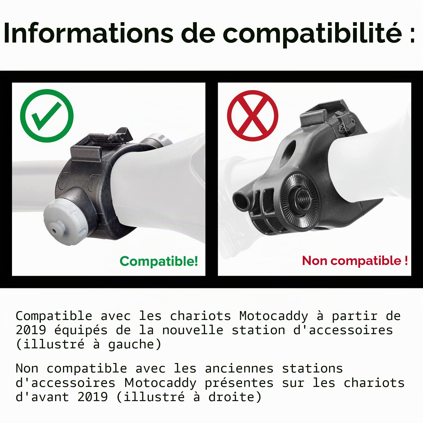 Porte-parapluie pour chariots de golf électriques Motocaddy – S1 M1 M3 M5 M7 à partir de 2019