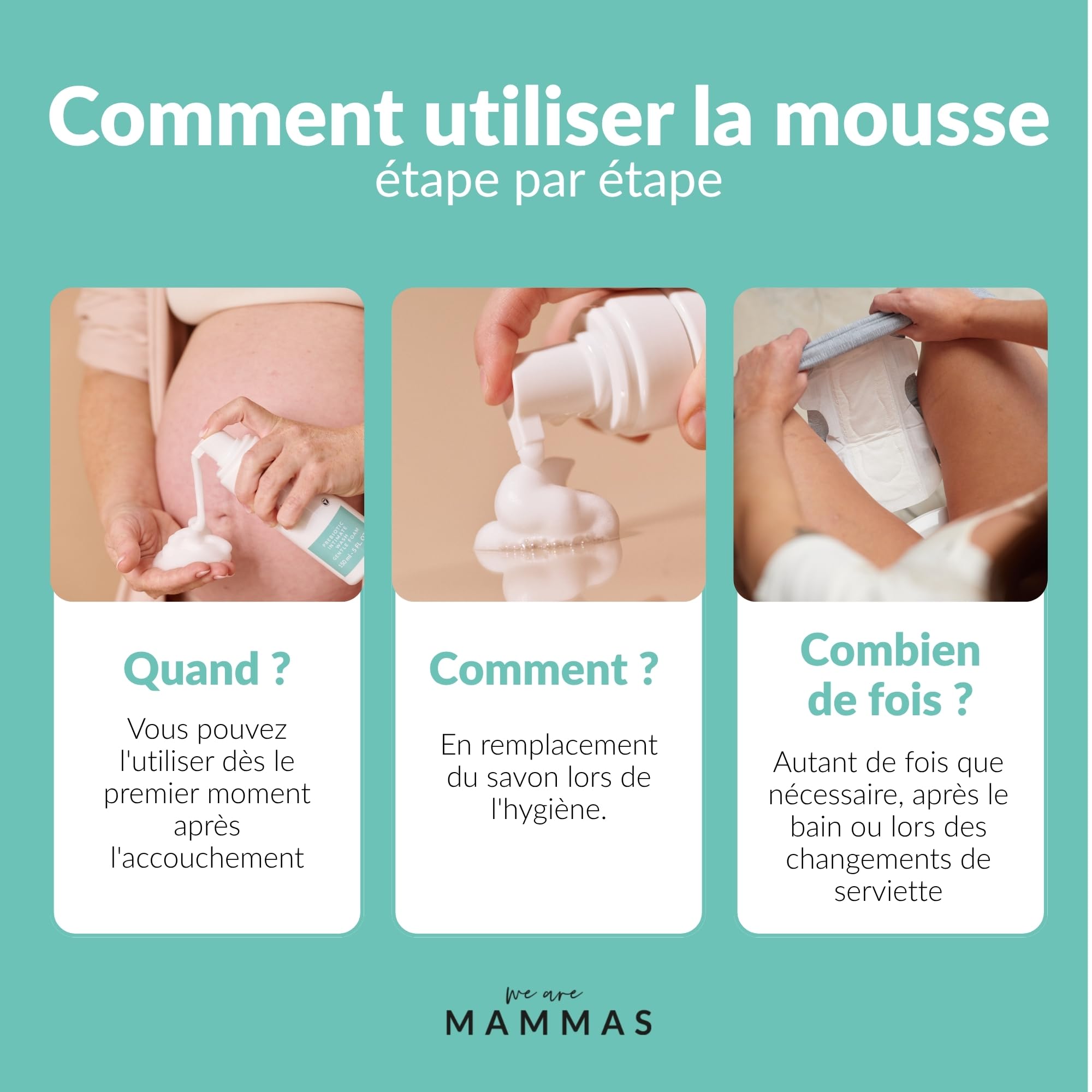 Pack soin périnéal post-partum : mousse prébiotique et spray botanique intime femme hygiène récupération intime nettoyage doux soulagement calme aloe vera hamamélis acide lactique pH équilibré flore