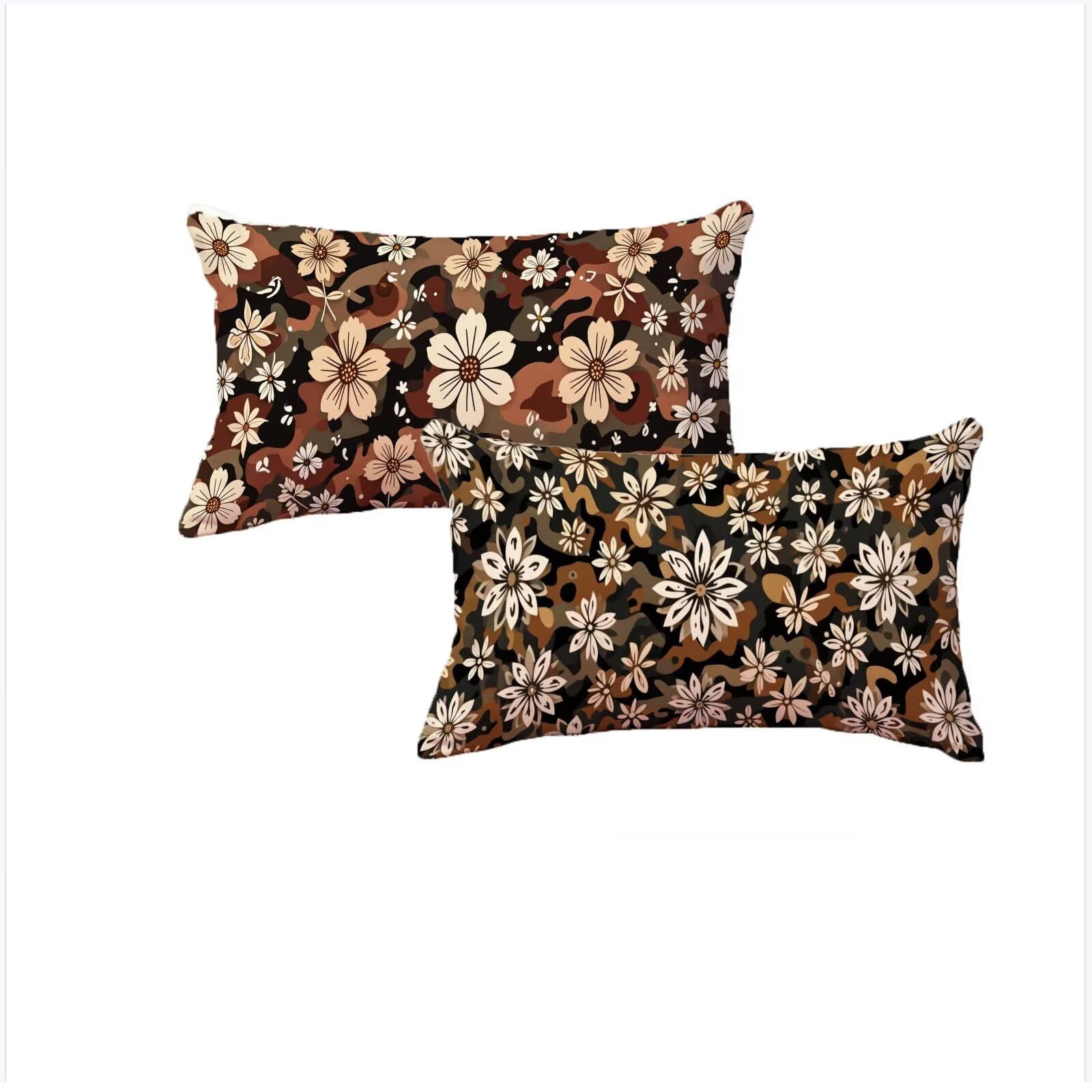 Housse coussin 50x70cm lin taies d'oreillers lot de 2 motif géométrique imperméable canapé