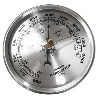 Dial Type Barometer with Thermometer Hygrometer Weather Station, 3 in 1 Weather Station for Indoor and Outdoor, Combined Weather Dial Wall Hanging BarometerSilver