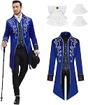 Men Medieval Steampunk Tailcoat Jacket Gothic Victorian Frock Coat Uniform Halloween Party Cosplay Costumes