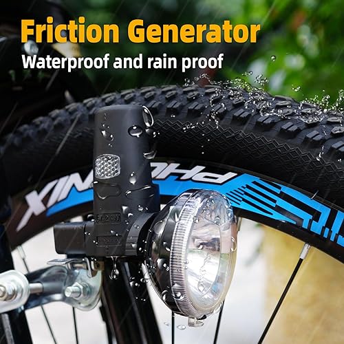 Miniatura 4 de Luz delantera para bicicleta, juego de luces para bicicleta totalmente dinamo, generador de fricción motorizado, 200 lúmenes, impermeable, fácil de