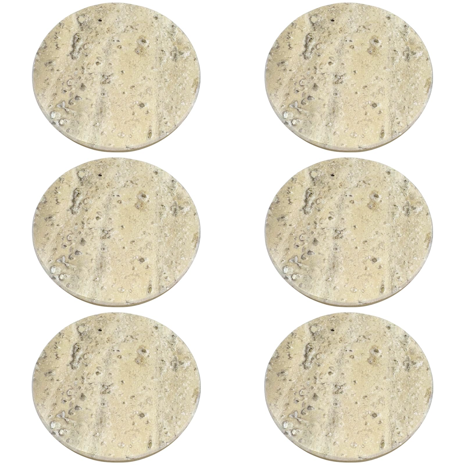Lot de 6 sous-Verres en marbre, Ronds 10 cm, Pierre Naturelle Beige avec Base en liège, épaisseur 1,2 cm, sous-Verres pour Tasses résistants à la Chaleur, pour Maison, Bureau, déco Table Basse