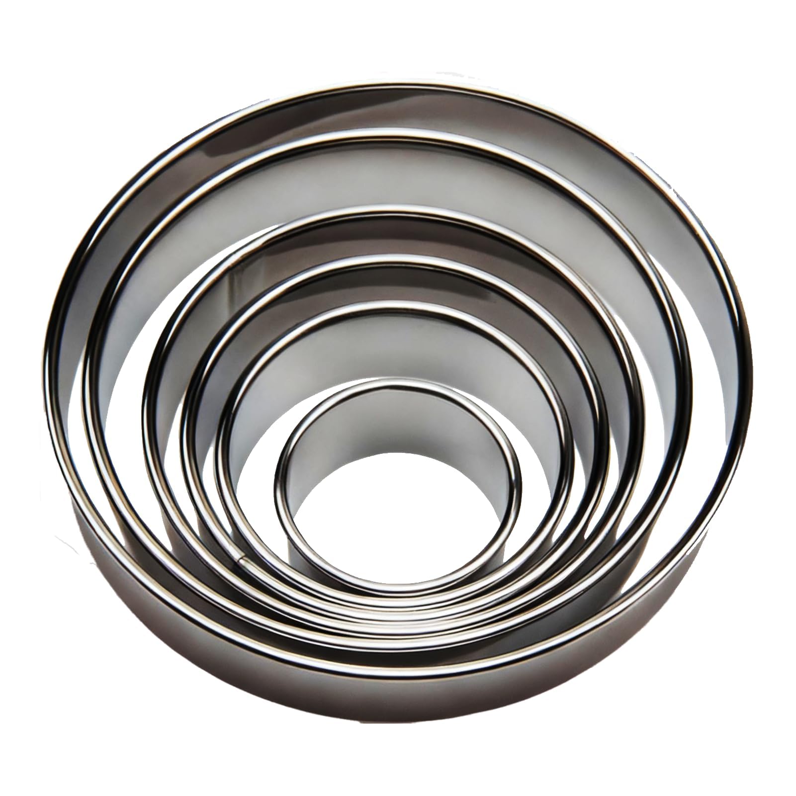 6pcs Round Pastry Cookie Cutter Set, Stainless Steel Circle Cookie Donut Pastry Scones Cutters Large and Small Mini Circle Biscuits Cutters for Baking Biscuits Cakes