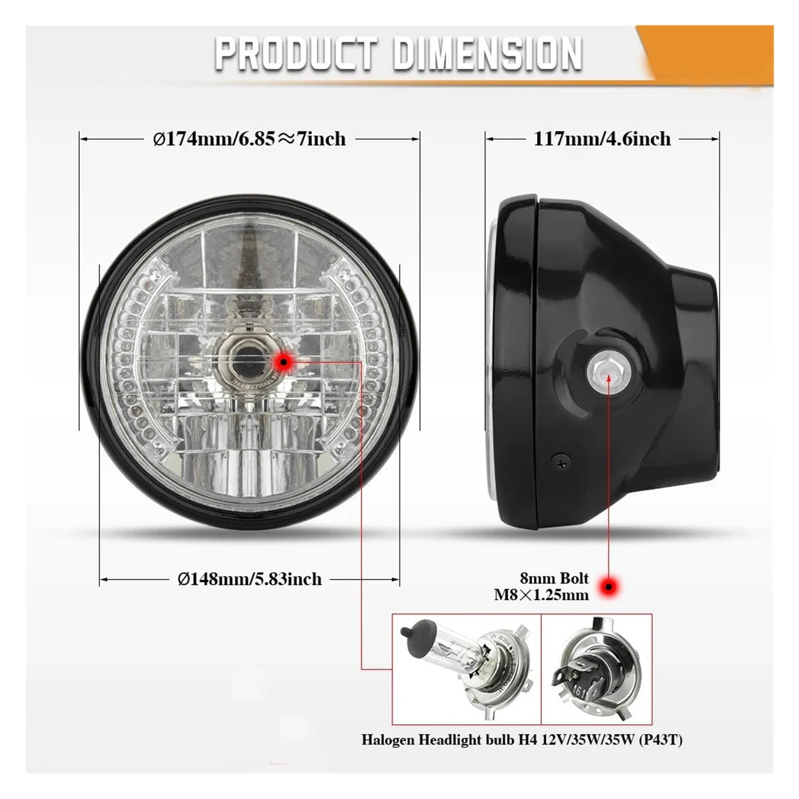 Światło Do Jazdy Pasuje do Harley 7 Cal reflektor motocyklowy z 9-przewodowym kierunkowskazem LED żarówka halogenowa przedni uchwyt mocujący reflektor Dirt Bike przednie światła(Lamp)
