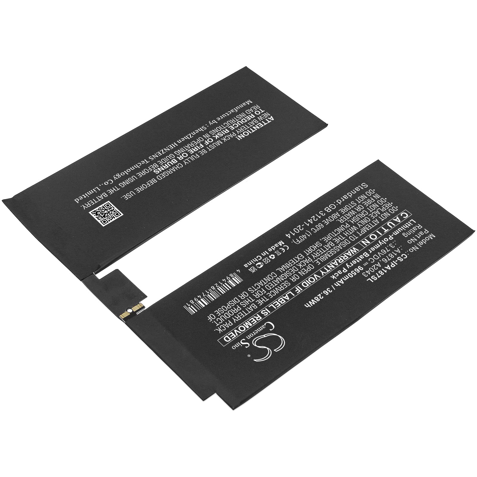 FYIOGXG Cameron Sino Battery for A1876, A1895, A1983, A2014, A2069, A2229, A2232, A2233, iPad Pro 12.9 2018 3rd Gen, iPad Pro 12.9 3rd, iPad Pro 12.9 4th PN: A1876, A2043 9650mAh