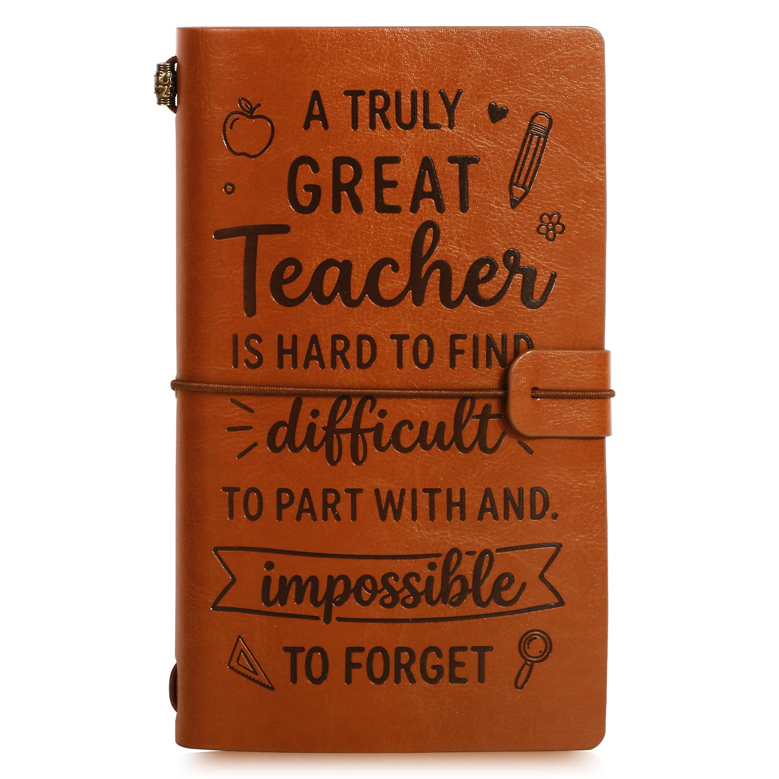 DOORIO Teacher Gifts, A Great Teacher is Hard To Find Leather Notebook Journal Thank You Teacher Personalised Gifts for Women Men Teacher Appreciation Gifts