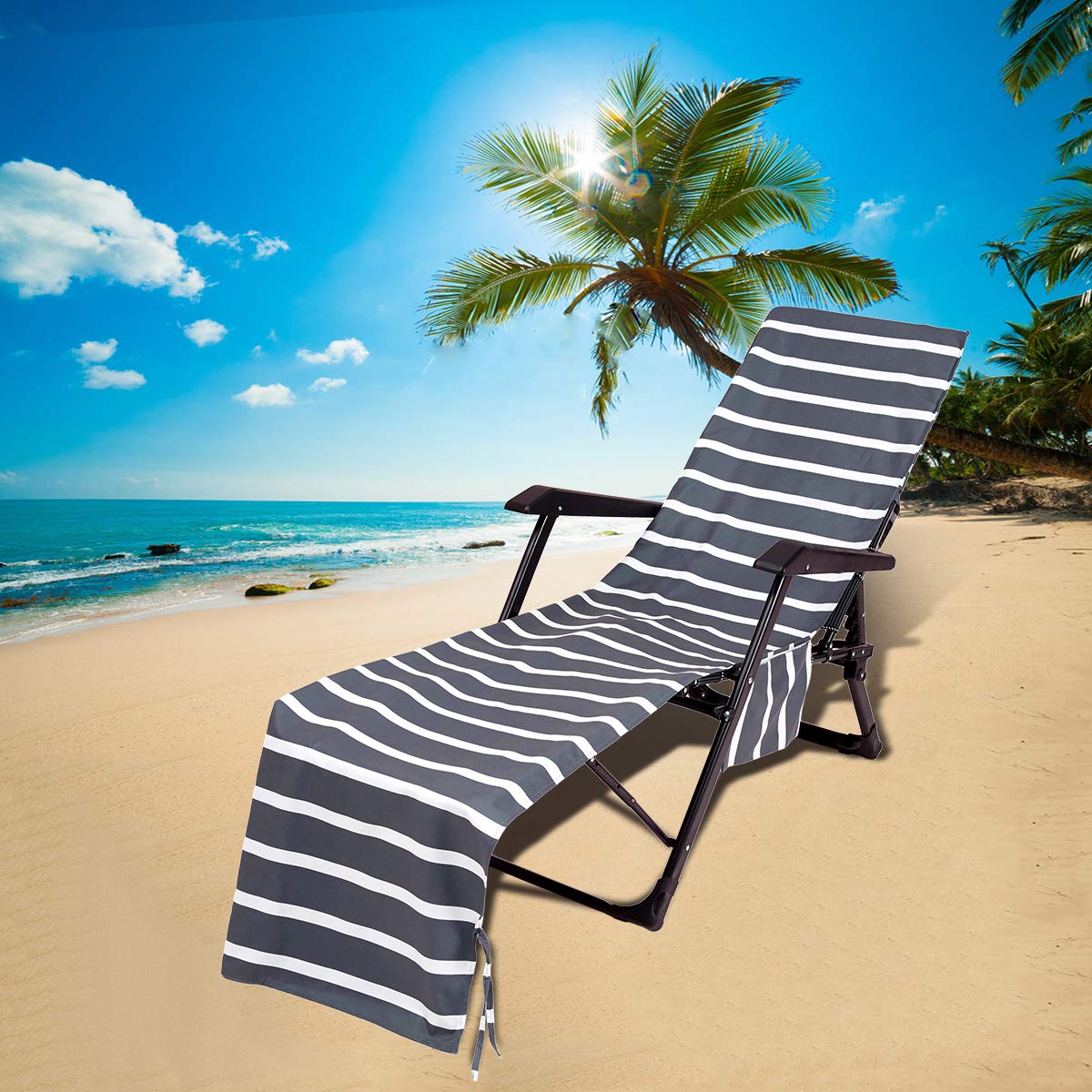 Topchances Ręcznik plażowy z mikrofibry 75 * 215 cm odporny na chlor i słońce leżak ręcznik lekki ręcznik plażowy do pływania, na basen, do jogi, podróży (szary)