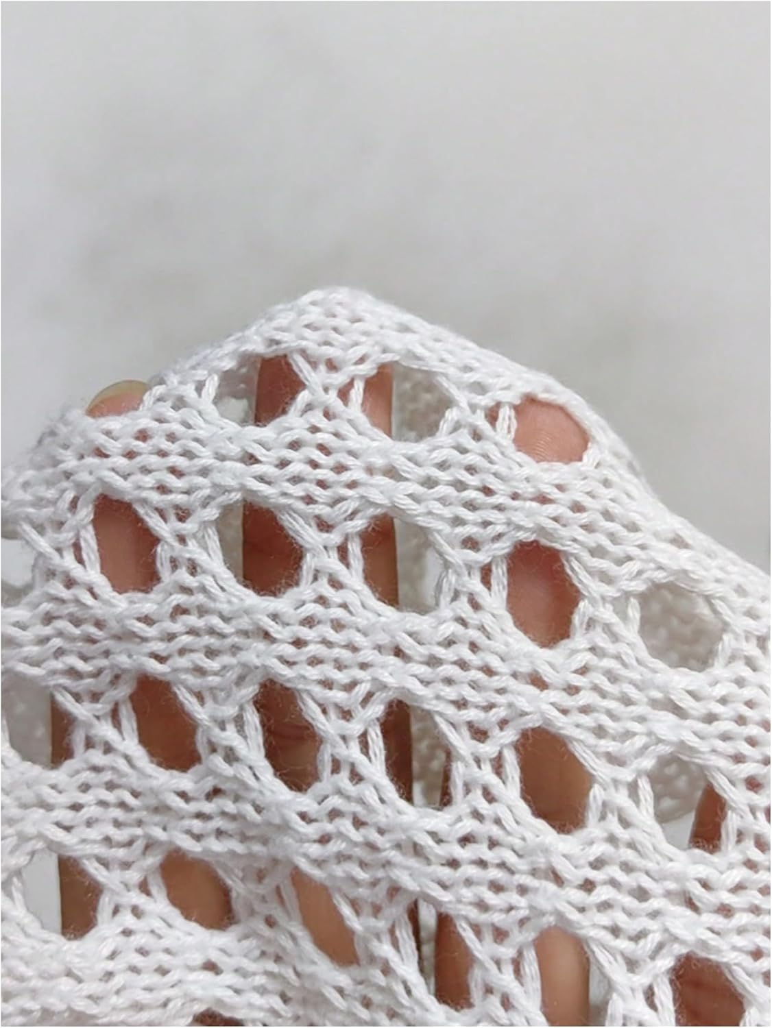 Verdusa Women's Plus Size Hollow Out Crochet Sweaters Bow Tie Knot Pullover Knit Tops - Image 5