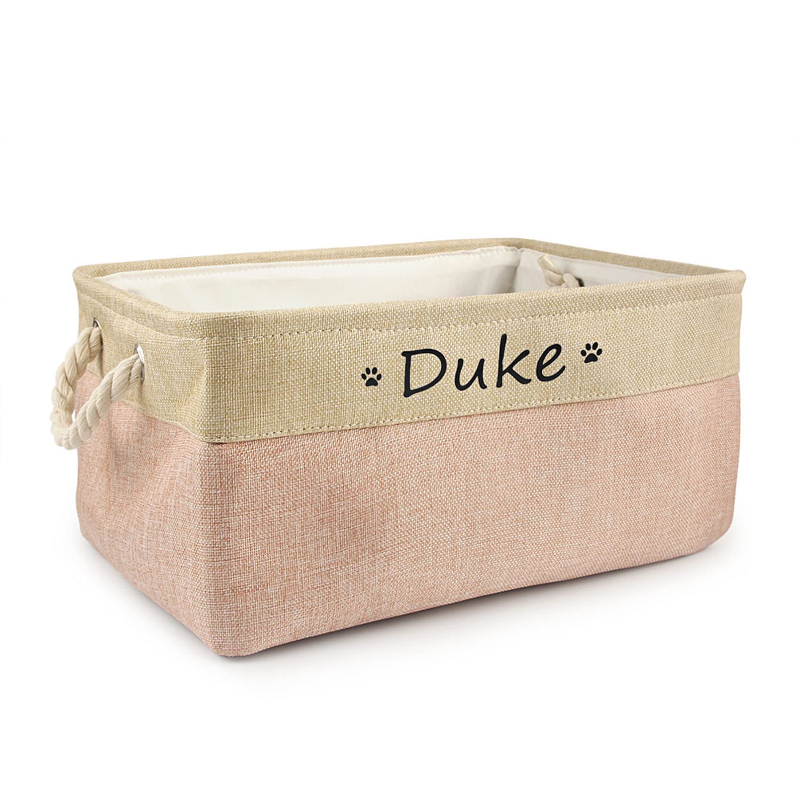 CZD Dog Toy Box Personalised Name,Dog Toy Box Large Personalised,Personalised Dog Toy Box,Dog Toy Box Storage,Dog Toy Basket Storage (L 41X32X21cm,pink)
