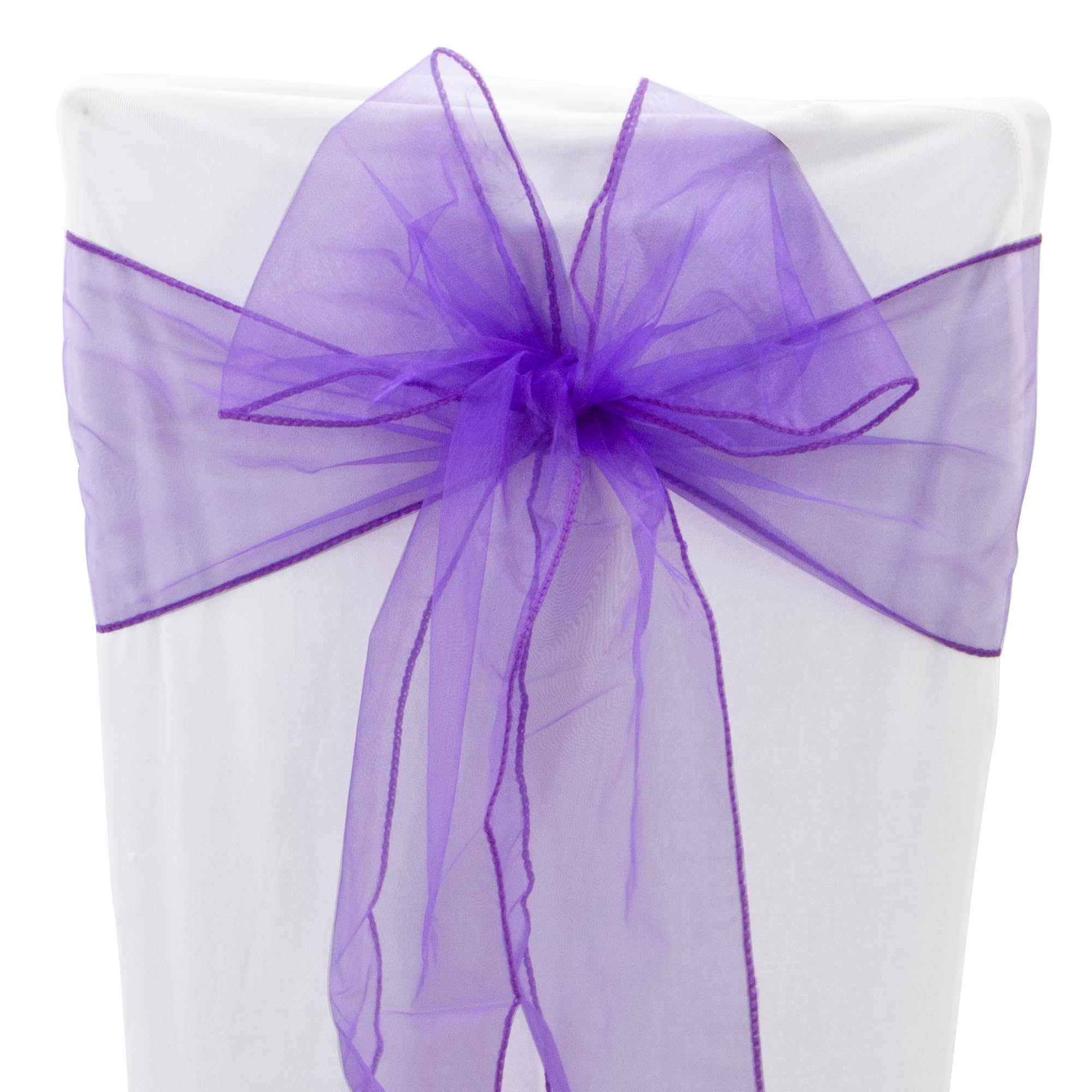 Time to Sparkle 60PCS 17x280cm Organza Chair Sashes Wider Fuller Cover Party Decoration Bow Sashes for Wedding -Purple
