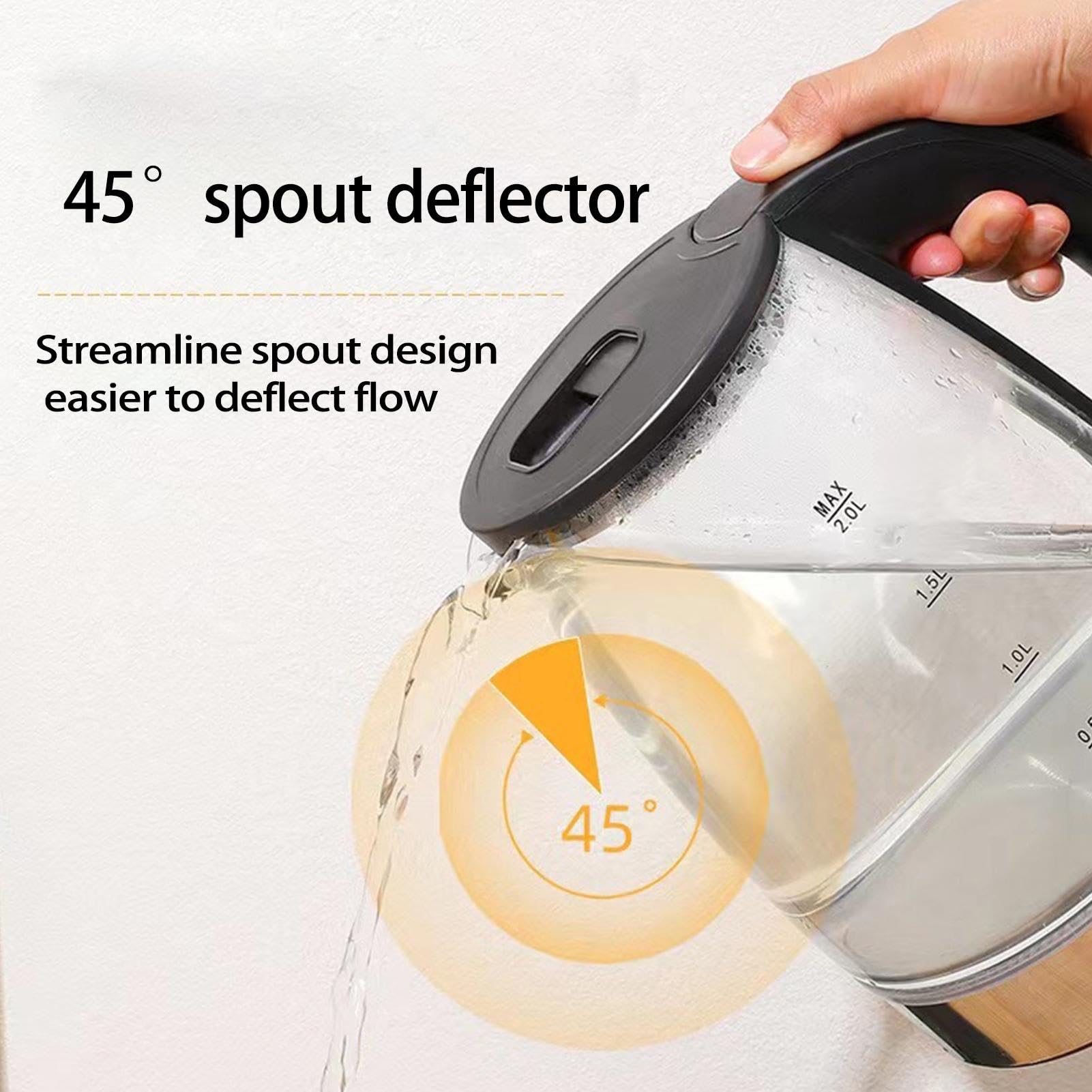Caldera de Agua Caliente, Vidrio de Hervidor Eléctrico - Hervidor de agua | de 2 litros Hervidor de vidrio - Hervidor de agua con apagado automático, diseño de vidrio, hervidores eléctricos para té y c