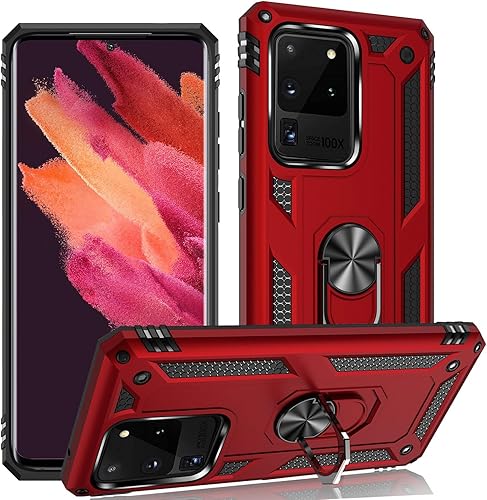 ADDIT Funda S20 Ultra para Samsung Galaxy S20 Ultra, con anillo de soporte, soporte ajustable, grado militar, protección resistente, a prueba de