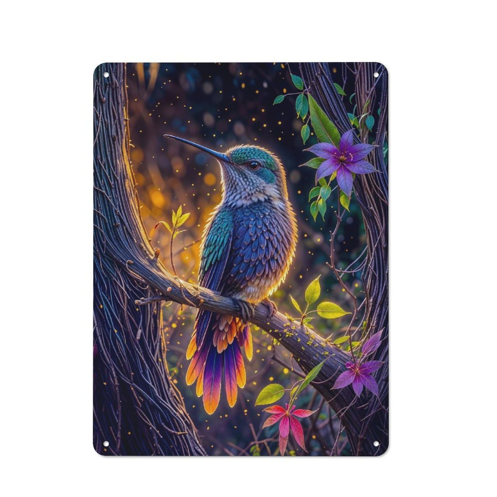Junmoney Hummingbird In A Forest Shed Metal Sign With Design 40X30cm, Outdoor Room Shed Wall Decor For Greenhouse, Garden Room, Cafe Or Entryway