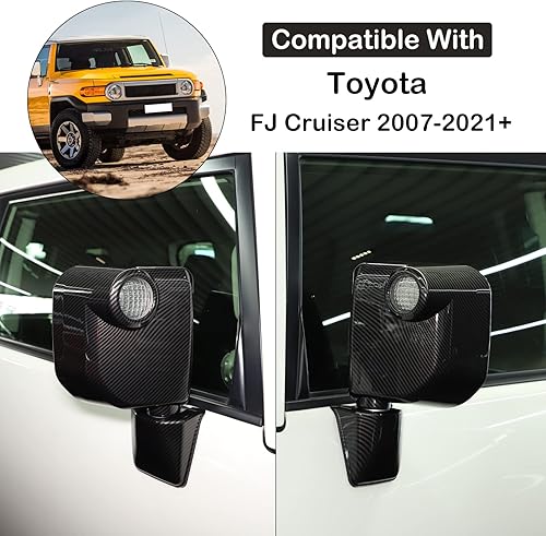 Miniatura 9 de 6 piezas de cubierta de espejo retrovisor exterior compatible con Toyot FJ Cruiser 2007-2021 Aunginsy cubierta de protección para retrovisor