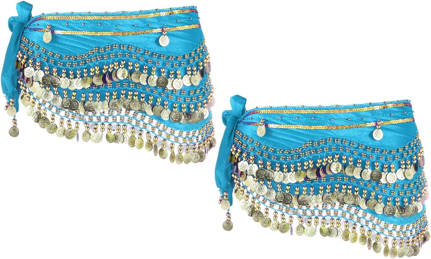 MECCANIXITY Belly Dance Hip Scarf Sequin Wrap