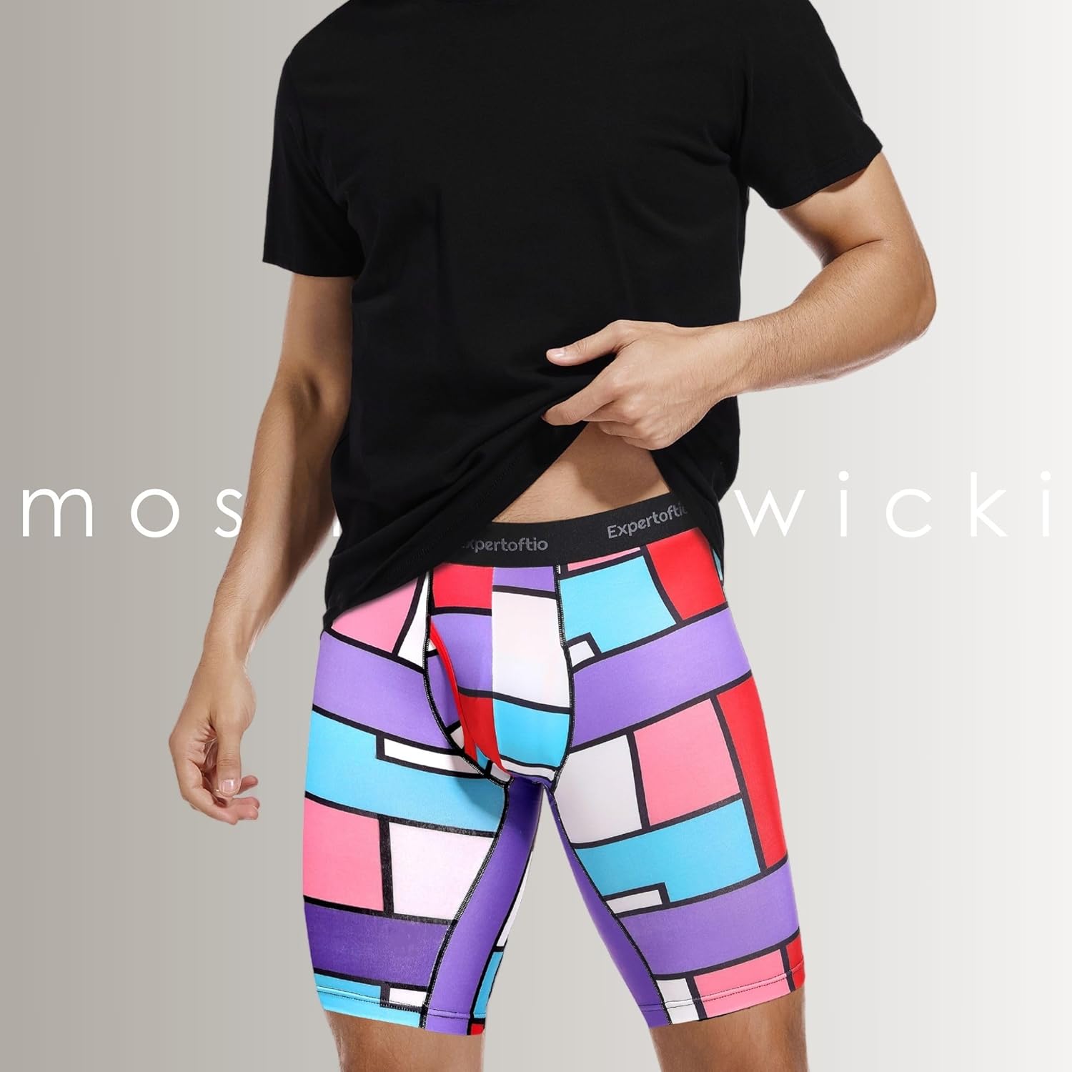 Men's Underwear 9 Inch Long Leg Boxer Briefs for Men, Performance, Moisture Wicking Pack, Anting Chafing, Fly - Image 2