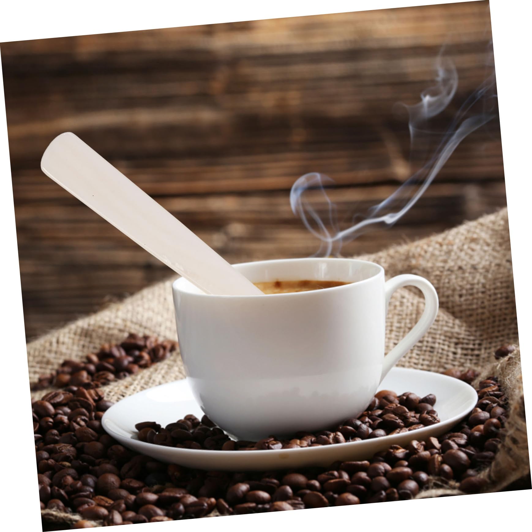LIFKOME 5pezzi Cucchiaio Da Caffè Naturale Da Manico Per Mescolare Caffè Tè e Dessert Design Raffinato
