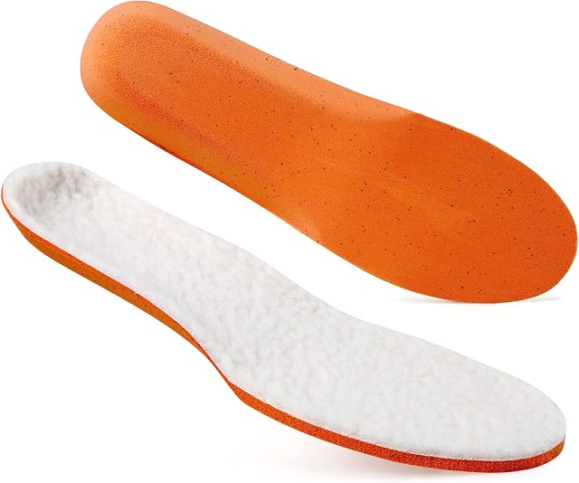 Knixmax Outdoor Ortopedyczne wkładki z wełny jagnięcej, ciepłe, miękkie i wygodne wkładki dla kobiet i mężczyzn, odpowiednie do butów zimowych i zimowych, białe EU36