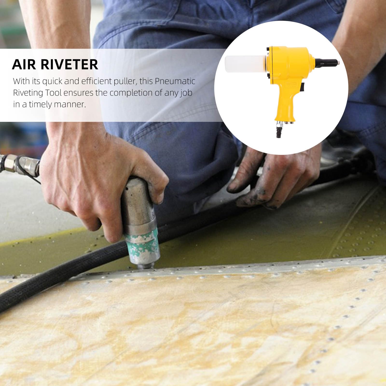 SHINEOFI Remachadora Neumática Industrial -901 Agarre Tipo Garra Ergonómico, Herramienta Manual para Remaches de Aluminio, Ahorro de Mano de Obra para Construcción y Reparación Automotriz
