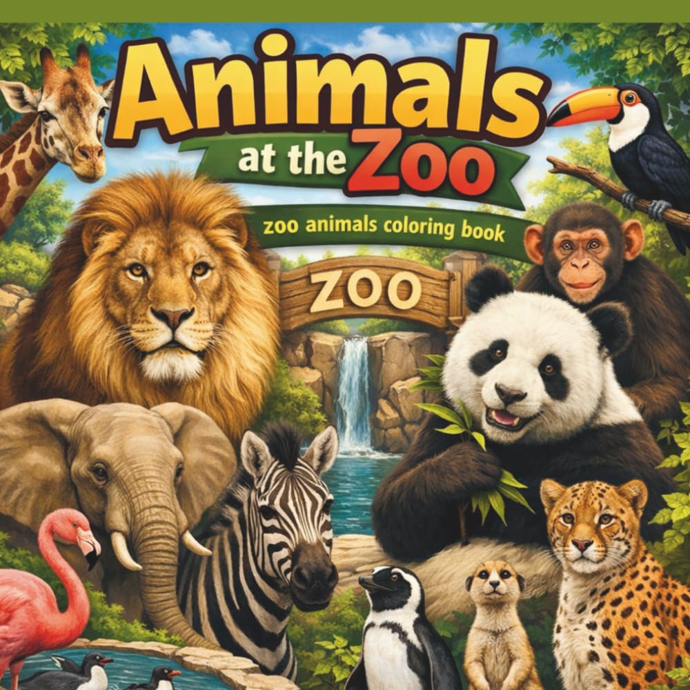 Animals at the Zoo: zoo animals coloring book