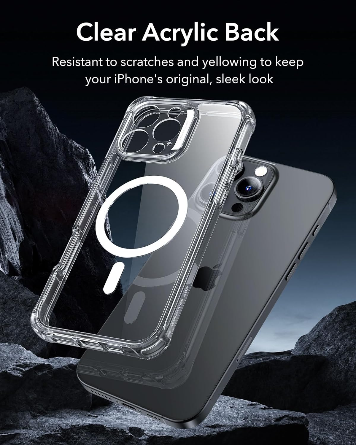 ESR for iPhone 16 Pro Case, Compatible with MagSafe, Full-Body Military-Grade Drop Proof Case with Built-in 9H+ Tempered Glass Screen Protector, Armor Series, Clear - Image 9