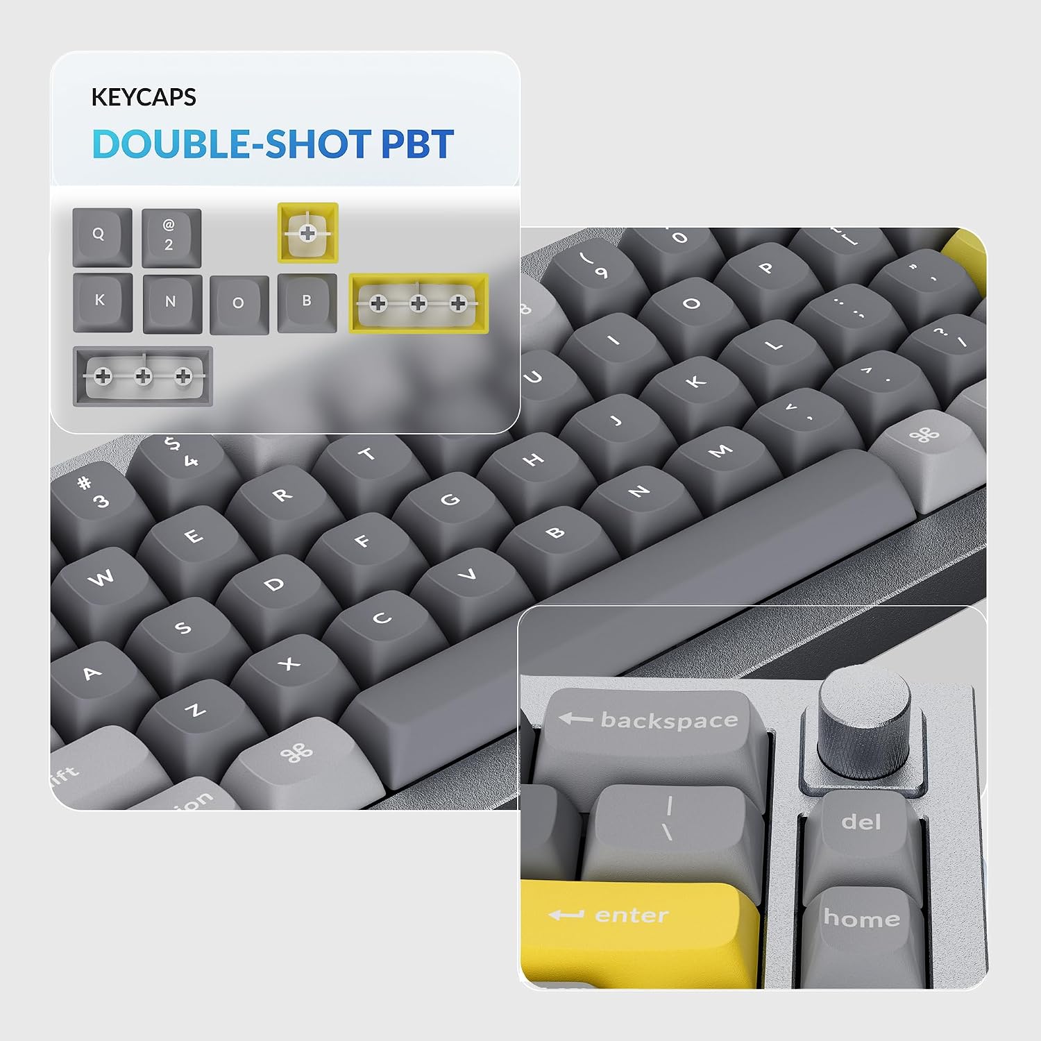 Keychron Q2 Wired 65% Mechanical Keyboard with Knob & RGB - Hot-Swappable Gateron G Pro Blue Switch, QMK/VIA Programmable, Double Gasket Mount, Aluminum Body for Mac/Windows/Linux (Grey) 4 71VXuPObhCL. AC SL1500