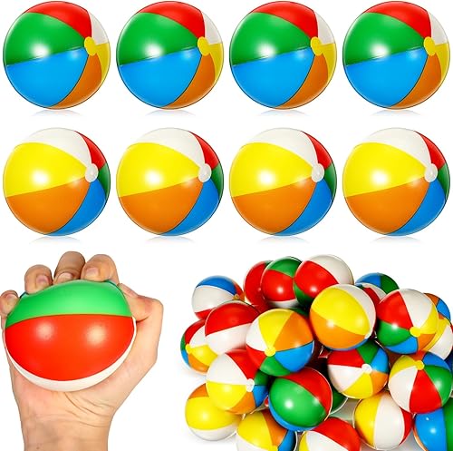 Mini bolas de estrés para la playa de 2.5 pulgadas, bola de alivio del estrés, bolas de espuma de poliuretano arcoíris, juego de piscina, juguete