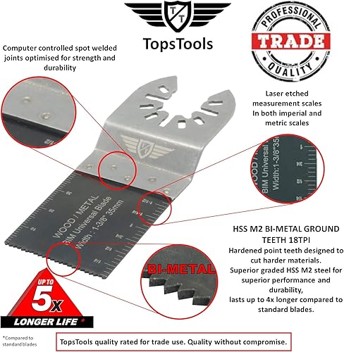 Miniatura 6 de TopsTools FAKA26A - Cuchillas de mezcla OMT de ajuste rápido para Dewalt Bosch Fein (no StarLock), Makita Milwaukee Craftsman Chicago Ryobi Rockwell