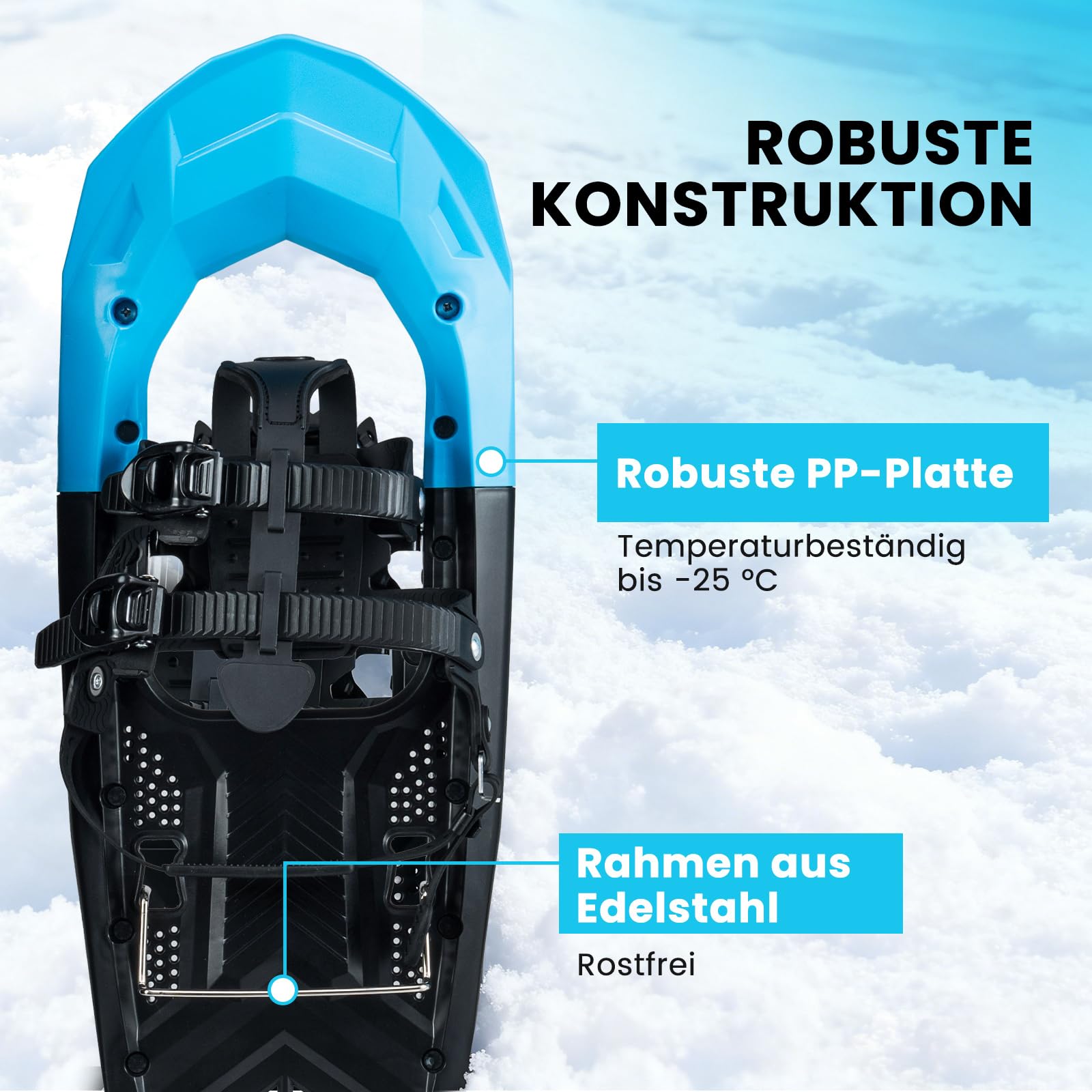 COSTWAY Schneeschuhe mit Steighilfe, Schuhgröße 35-45 bis 90kg, leichtes Schneeschuh-Set mit Trekkingstöcke & Tragetasche für Herren, Damen & Jugendliche