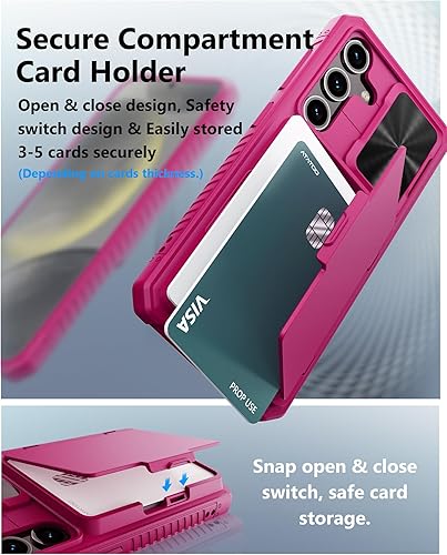 Miniatura 3 de ATATOO Funda tipo cartera para Samsung Galaxy S24, tarjetero integrado (almacena 4-5 tarjetas) y cubierta de cámara deslizante, protección de grado